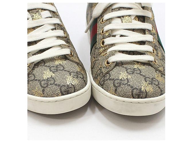 Gucci Sneakers GG Supreme Bee Ace Marrone - vista 10