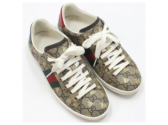 Gucci Sneakers GG Supreme Bee Ace Marrone - vista 7