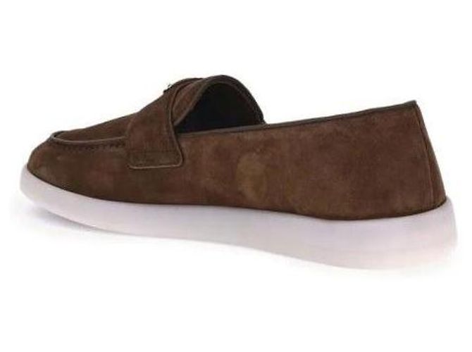 Prada Mocassino in scamosciato con logo a triangolo Marrone - vista 6