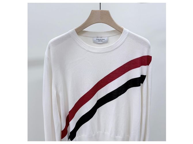 Thom Browne Striped Three-Stripe Knit White - view 2