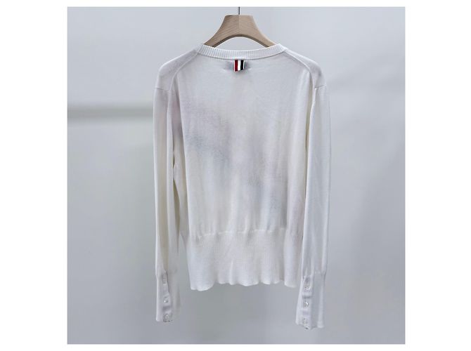 Thom Browne Striped Three-Stripe Knit White - view 4
