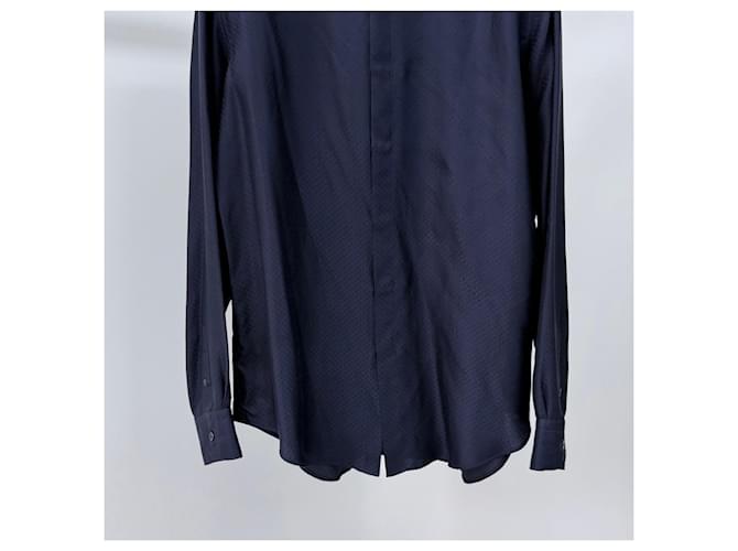 Louis Vuitton Camicia in seta Monogram Blu navy scuro - vista 3