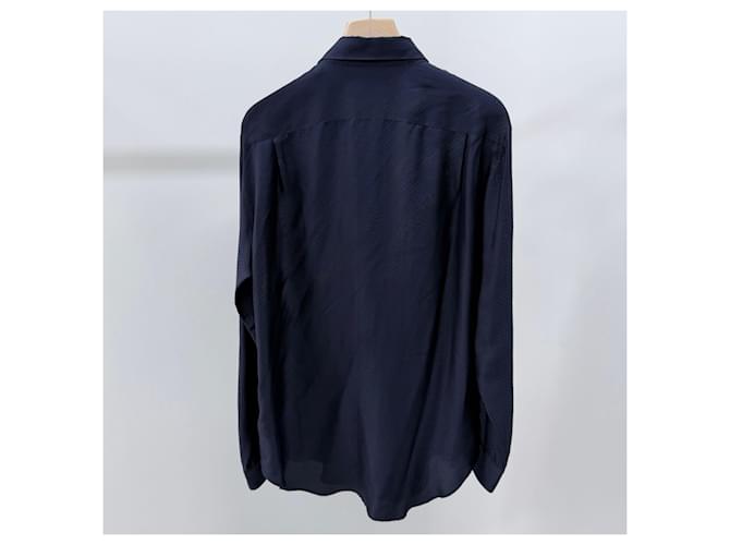 Louis Vuitton Camicia in seta Monogram Blu navy scuro - vista 4