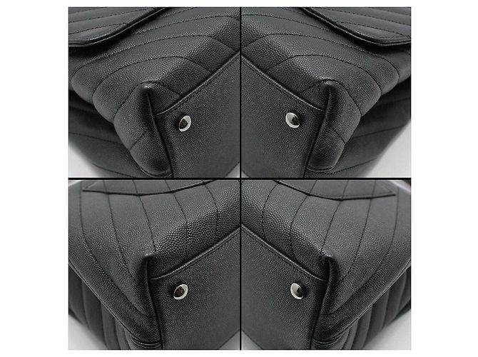 Borsa a Spalla Chanel Coco Handle Medium in Caviar Chevron Grigio Scuro Argento Marrone - vista 11