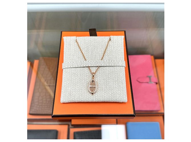 Hermès Collana Chandale Mini Maillon Rose Gold Maron Glace Rosa - vista 2