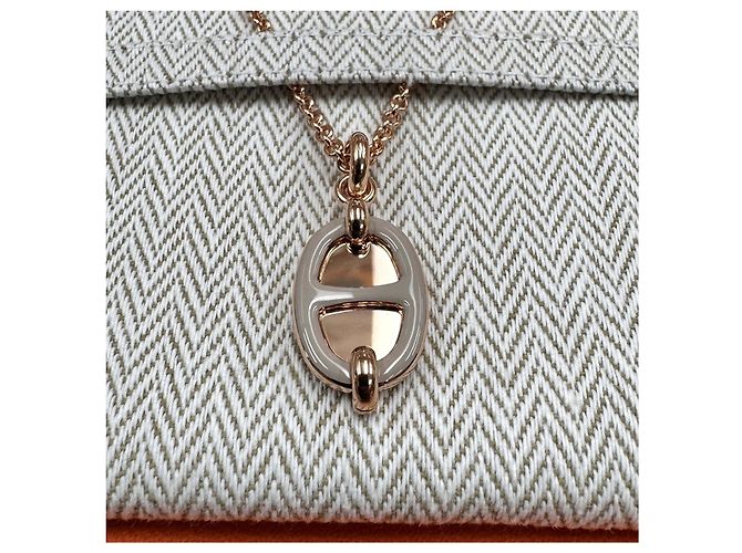 Hermès Collana Chandale Mini Maillon Rose Gold Maron Glace Rosa - vista 3