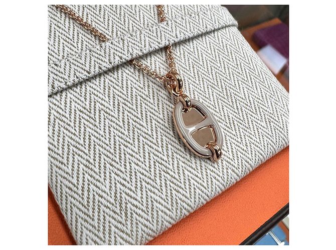 Hermès Collana Chandale Mini Maillon Rose Gold Maron Glace Rosa - vista 4