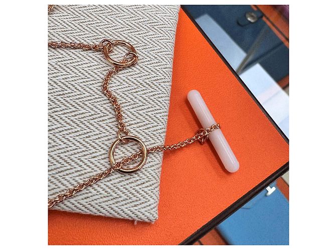 Hermès Collana Chandale Mini Maillon Rose Gold Maron Glace Rosa - vista 6