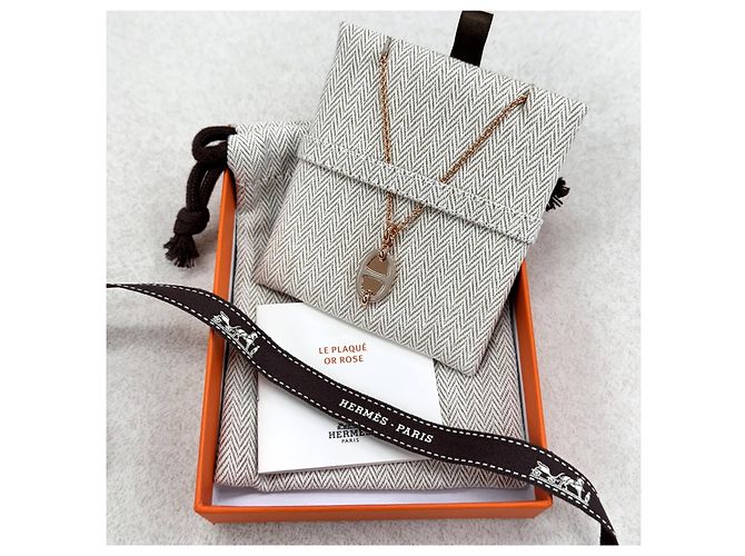 Hermès Collana Chandale Mini Maillon Rose Gold Maron Glace Rosa - vista 7