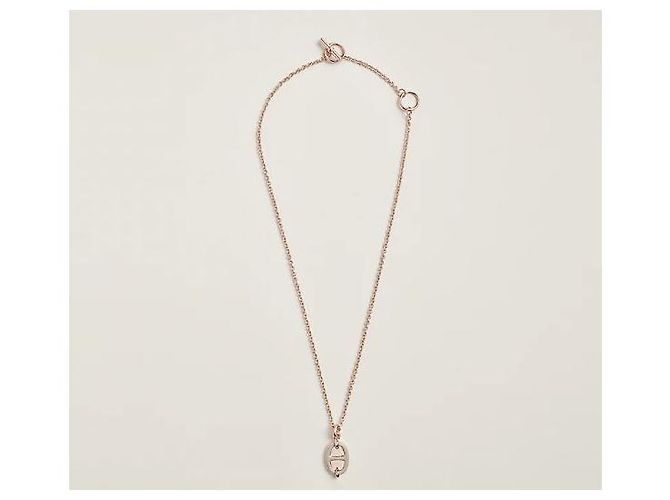 Hermès Collana Chandale Mini Maillon Rose Gold Maron Glace Rosa - vista 8