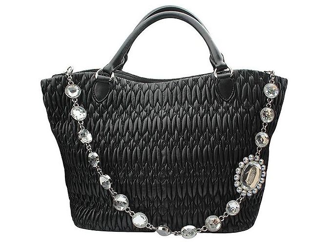 Miu Miu Borsa Tote e Borsa a Spalla Crystal Black Nero - vista 3