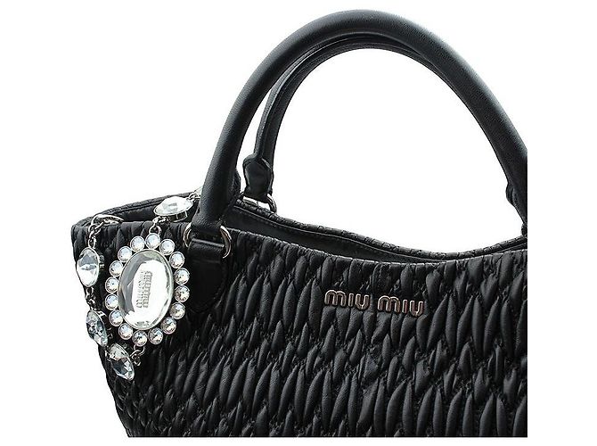Miu Miu Borsa Tote e Borsa a Spalla Crystal Black Nero - vista 6
