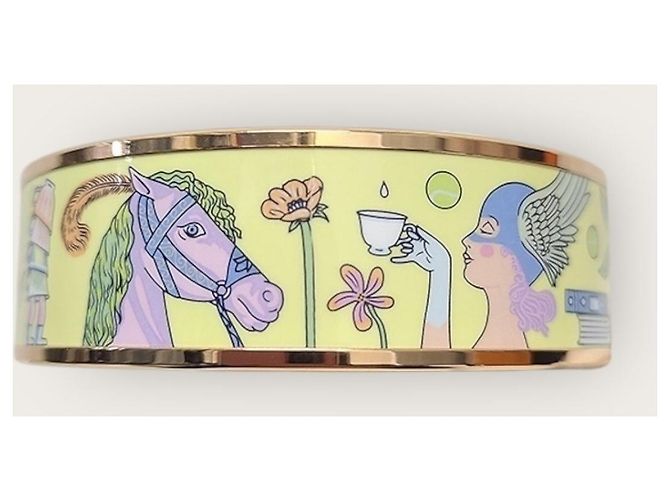 Hermès Pulsera brazalete de esmalte impreso oro rosa - vista 5