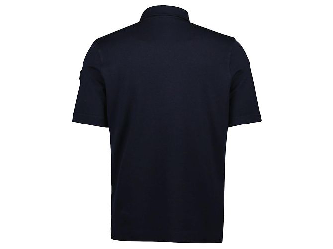 Moncler Double Leather Logo Poloshirt Navy Schwarz - Ansicht 2