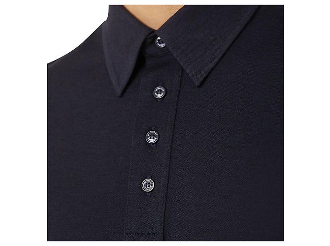 Moncler Double Leather Logo Poloshirt Navy Schwarz - Ansicht 4