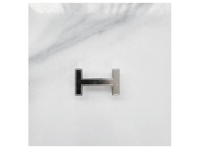 Hermès Mini Gürtel mit Krokodilleder-Schließe für Damen Silber Focus Noir - Ansicht 6