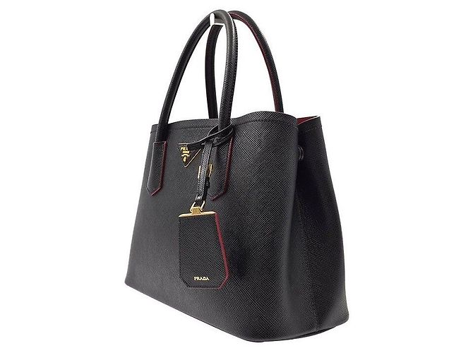Prada Borsa Tote Doppia e Borsa a Spalla in Saffiano Nero - vista 2