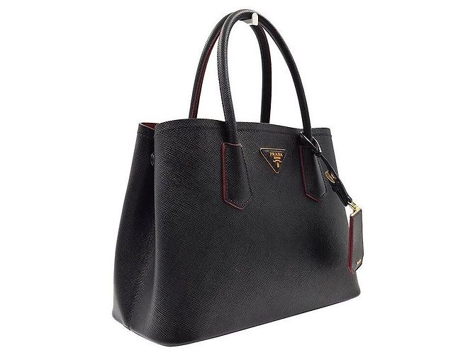 Prada Borsa Tote Doppia e Borsa a Spalla in Saffiano Nero - vista 3