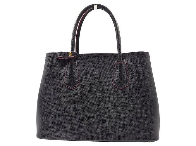 Prada Borsa Tote Doppia e Borsa a Spalla in Saffiano Nero - vista 4