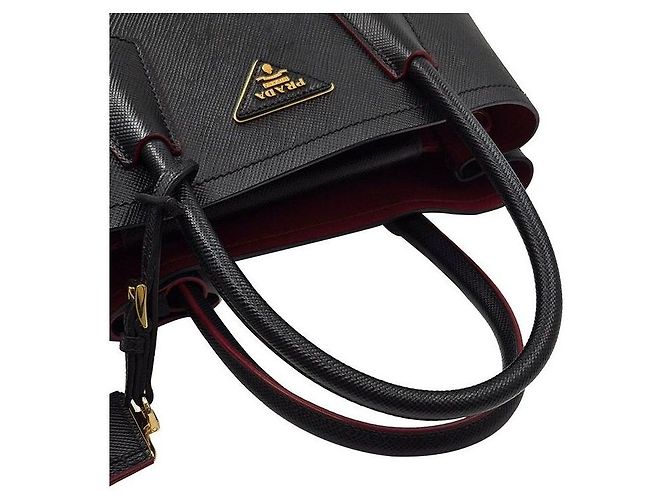 Prada Borsa Tote Doppia e Borsa a Spalla in Saffiano Nero - vista 5