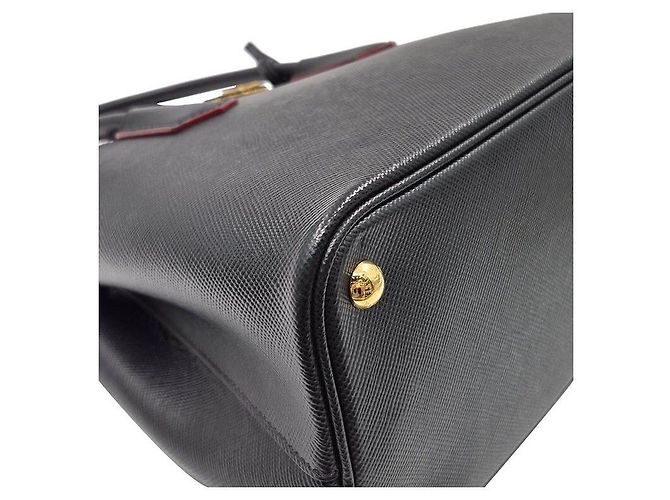 Prada Borsa Tote Doppia e Borsa a Spalla in Saffiano Nero - vista 8