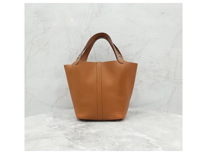 Hermès Picotin Clemence Camel Gold Marrone - vista 3