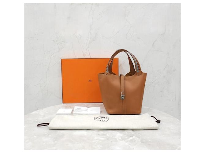 Hermès Picotin Clemence Camel Gold Marrone - vista 9