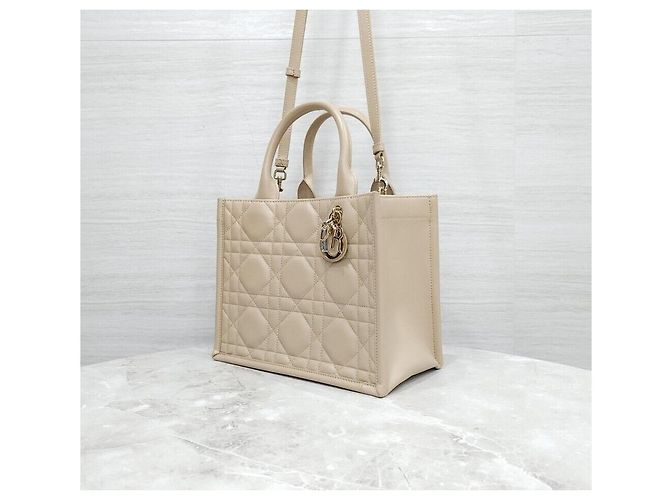 Book Tote Dior Borsa Tote Leather Book Small Beige Polvere Marrone - vista 2