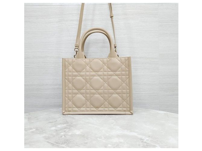 Book Tote Dior Borsa Tote Leather Book Small Beige Polvere Marrone - vista 3