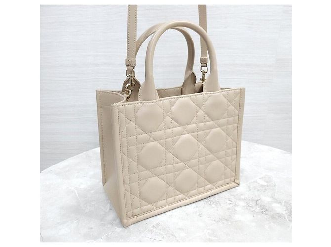 Book Tote Dior Borsa Tote Leather Book Small Beige Polvere Marrone - vista 5