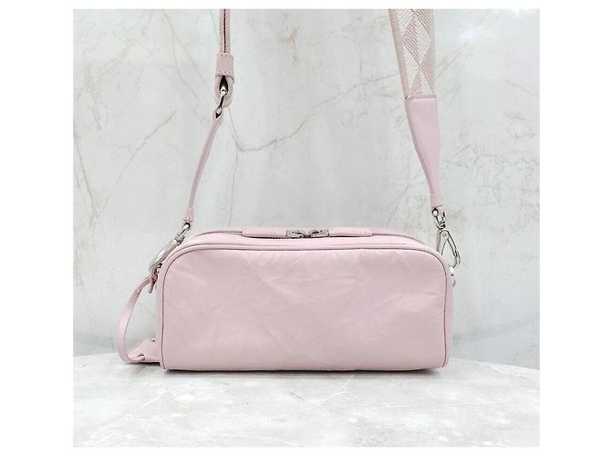 Prada Borsa a tracolla multi tasche in pelle invecchiata rosa - vista 3