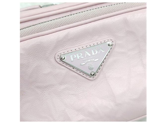 Prada Borsa a tracolla multi tasche in pelle invecchiata rosa - vista 5