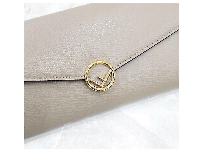 Fendi Langer Ledergeldbörse mit Logo-Klappe Silber - Ansicht 4