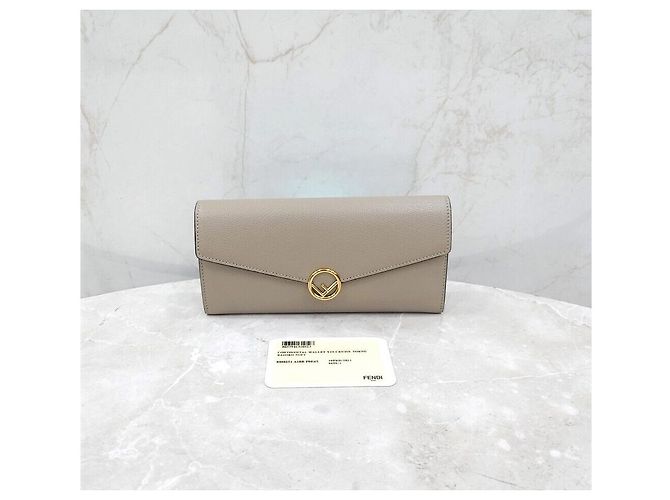 Fendi Langer Ledergeldbörse mit Logo-Klappe Silber - Ansicht 7