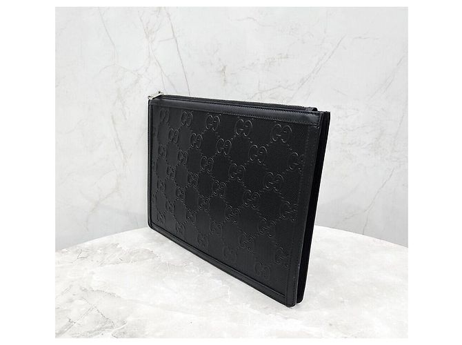 Gucci Clutch in pelle nera ricamata - vista 2