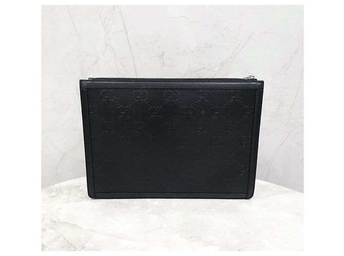 Gucci Clutch in pelle nera ricamata - vista 3