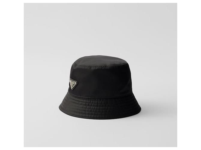 Prada Nylon-Bucket-Hat mit Dreieckslogo Schwarz - Ansicht 7
