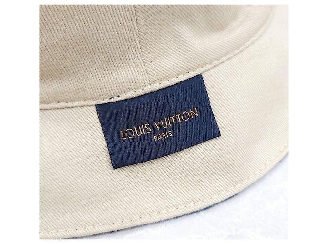 Louis Vuitton LV Monogram Denim Bucket Hat Reversibel Blau Beige - Ansicht 10