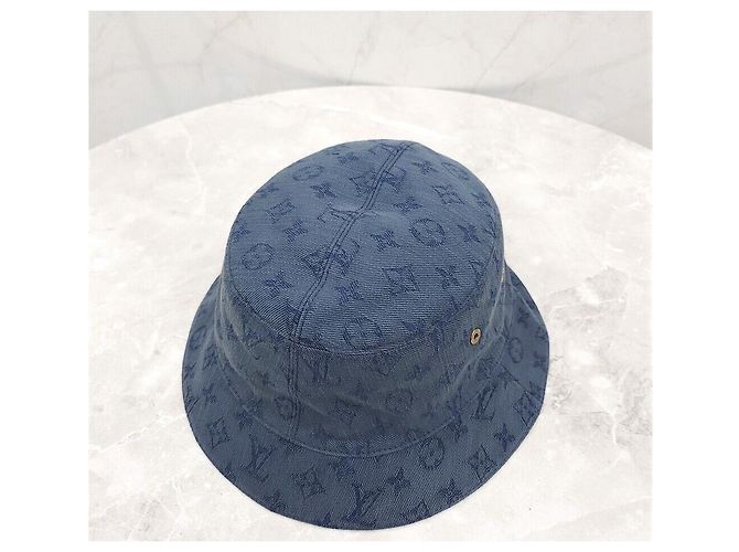 Louis Vuitton LV Monogram Denim Bucket Hat Reversibel Blau Beige - Ansicht 4