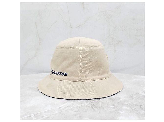 Louis Vuitton LV Monogram Denim Bucket Hat Reversibel Blau Beige - Ansicht 5