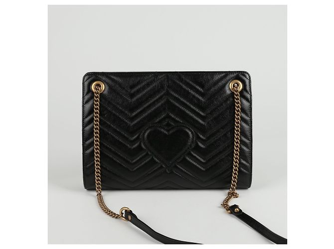 Gucci Borsa a tracolla GG Marmont in pelle trapuntata nera Nero - vista 3