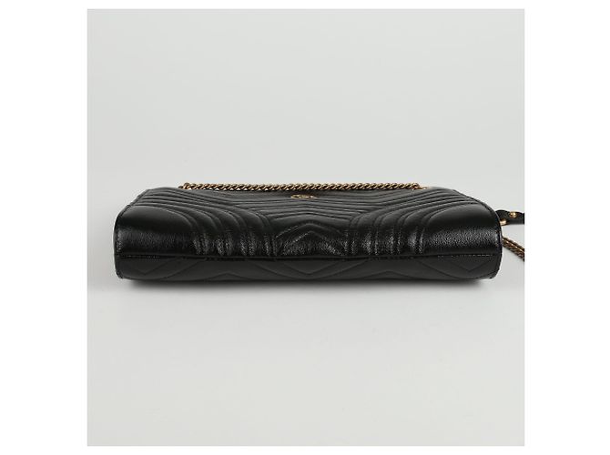 Gucci Borsa a tracolla GG Marmont in pelle trapuntata nera Nero - vista 5
