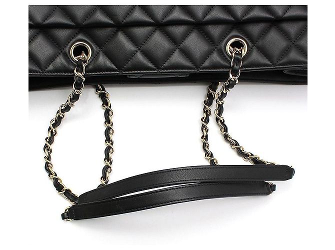 Chanel Bolso de hombro shopper Timeless en piel de cordero negra y dorada Negro - vista 6