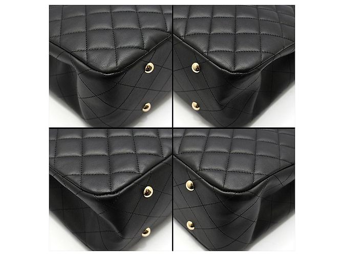 Chanel Bolso de hombro shopper Timeless en piel de cordero negra y dorada Negro - vista 9