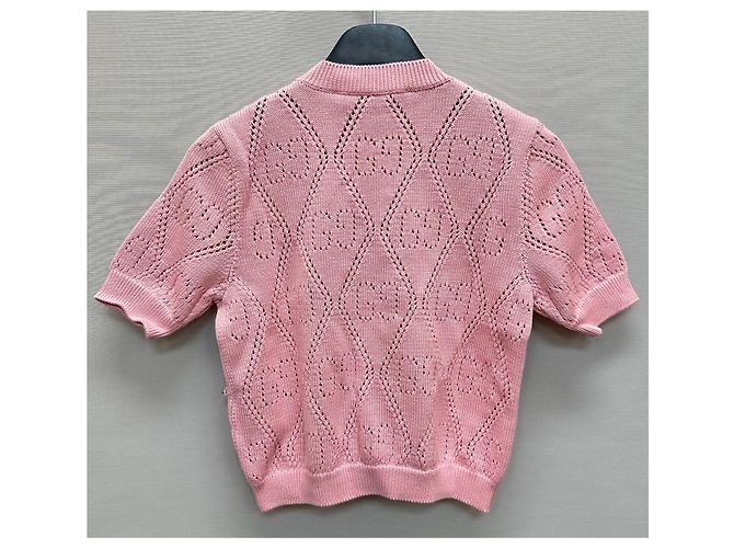 Gucci Kurzärmeliges Strickoberteil mit GG-Perlen für Damen Rot - Ansicht 4