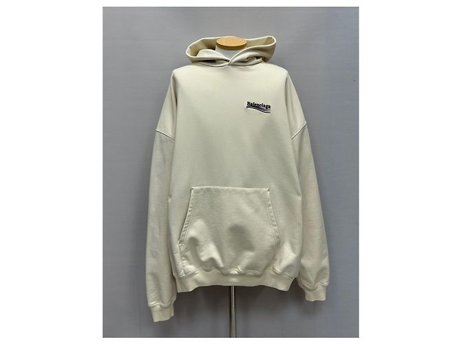 Balenciaga Oversized-Kapuzenpullover mit besticktem politischem Kampagnenlogo Weiß - Ansicht 2
