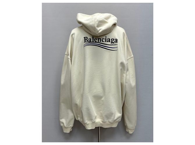 Balenciaga Oversized-Kapuzenpullover mit besticktem politischem Kampagnenlogo Weiß - Ansicht 3