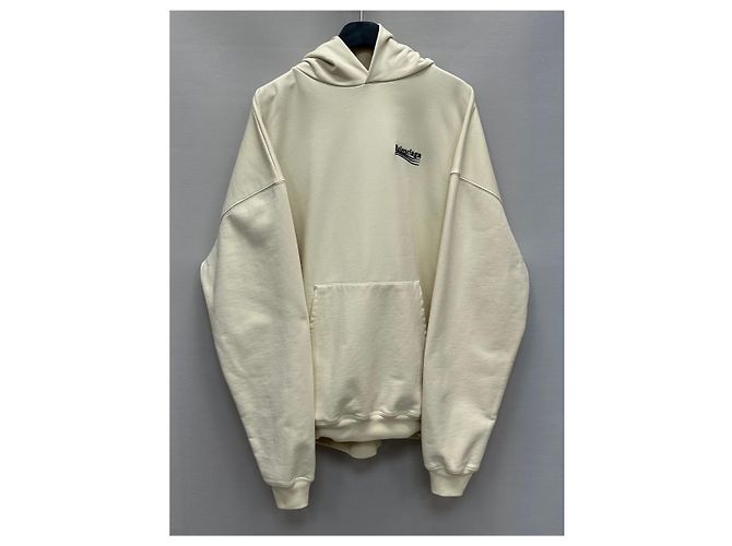 Balenciaga Oversized-Kapuzenpullover mit besticktem politischem Kampagnenlogo Weiß - Ansicht 4