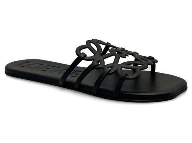 Loewe Sandali Petal Anagram in pelle di vitello morbida Nero - vista 4