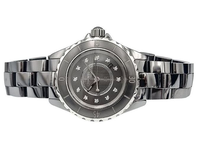 J12 Chanel Keramik-Uhr mit Diamanten Mehrfarben - Ansicht 4